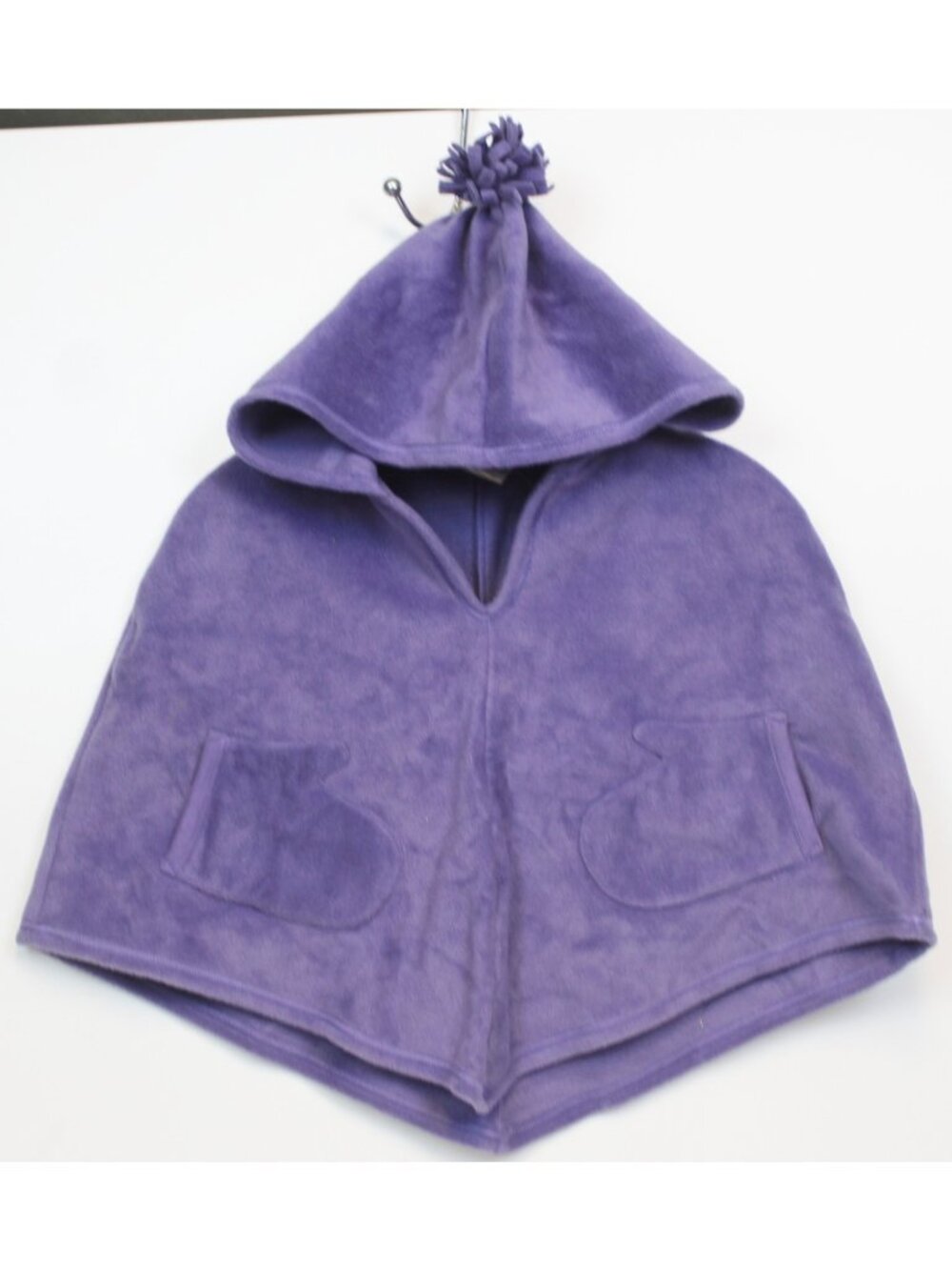 2005 Gymboree Winter Princess Purple Fleece Poncho Hooded Pockets sz Lg 10/12